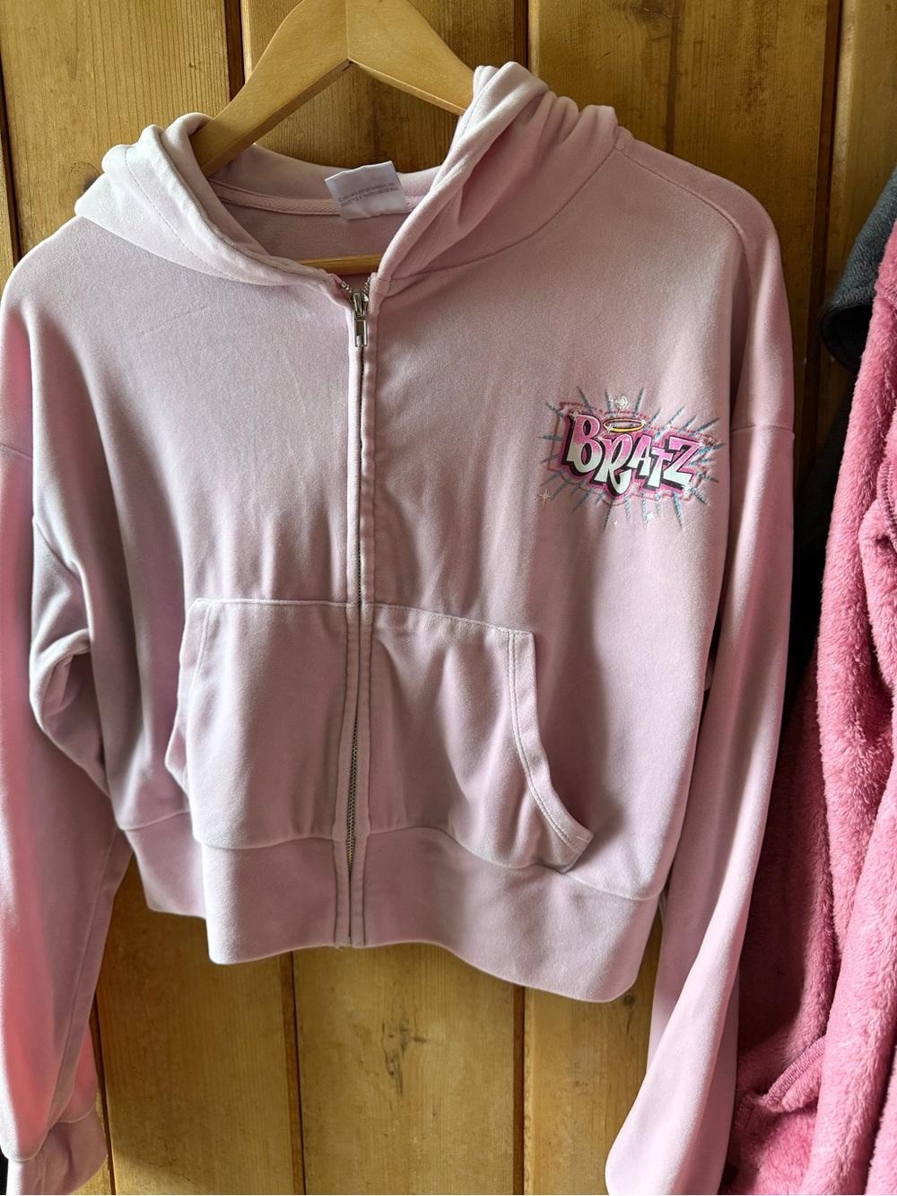 Y2k Velvet Bratz Pink Zip-Up Hoodie